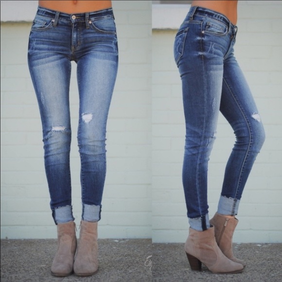 KanCan Denim - KANCAN DISTRESSED ANKLE JEANS